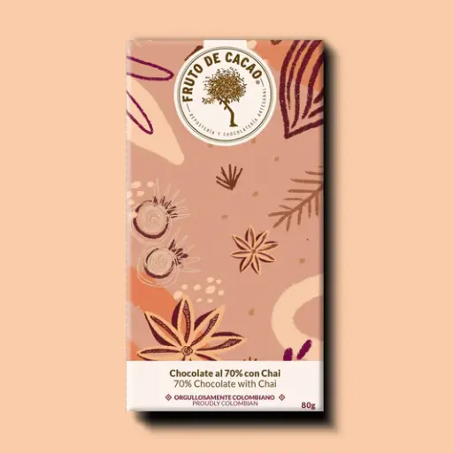 [BG007] BARRA CHOCOLATE 70% CON TÉ CHAÍ 80GR