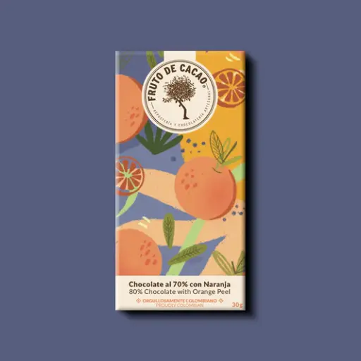 [BG028] BARRA CHOCOLATE 70% CON NARANJA 80GR