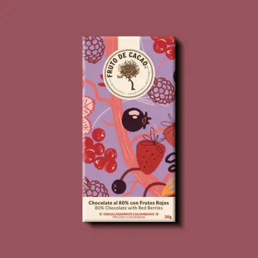 [BS010] BARRA CHOCOLATE 80% CON FRUTOS ROJOS 30GR